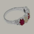 thumbnail image 5 of LBG British Made 18k White Gold Natural Ruby & Opal Womens Eternity Ring - 33 size options - Size 10.25, 5 of 8