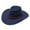 Navy, variant on Fgnfyis Adult Casual Solid Summer Western Fashion Cowboy Sun Hat, Wide Brim Travel Cap - Cowboy Hats for Women Yellow