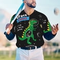 thumbnail image 6 of Balery Space Dino Cartoon Black Baseball Jersey for Men Casual Button Down Shirts Short Sleeve Active Team Sports Uniform-Large, 6 of 9