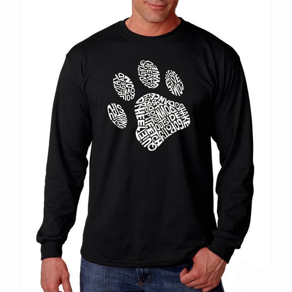 LA Pop Art Men's Word Art Long Sleeve T-shirt - Dog Paw