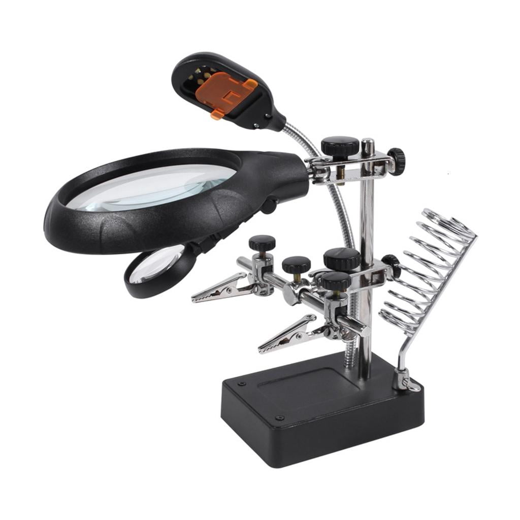 CEORPER Convenient USB Powered Helping Hands Magnifier Station Illuminated LED Alligators Clip Fit for Soldering Repair Modeling