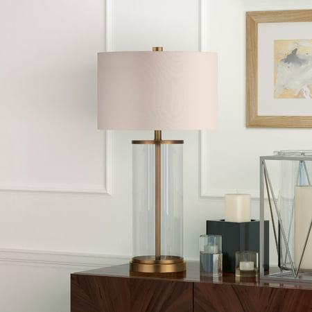 Rowan table lamp in glass and antique brass