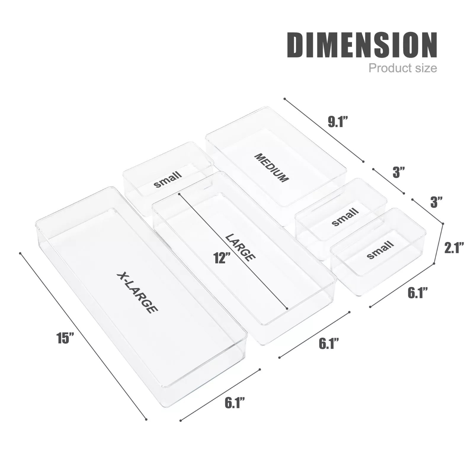Clear Drawer Organizer Set for Kitchen Storage