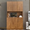 thumbnail image 7 of 68.76" Tall Bedroom & Kitchen Cabinet, Walnut. 6-door, 1, 1-open Shelf. Construction, Simple To Keep Clean And Assemble Wardrobe Cabinet For Bedroom. Walnut Finish With 6 Doors, 1 Drawer, Open, 7 of 7