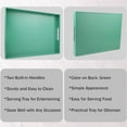 thumbnail image 3 of Green Serving Tray for Coffee Table, Rectangular Plastic Decorative Tray with Handles for Entertaining, Outdoor Patio, Living Room, Ottoman, Bathroom Counter, 11.8”*15.7”*1.6”, 3 of 6