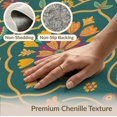 thumbnail image 5 of ODIKA 4'x6' Teal Botanical Tendril Design Washable Area Rug Ornate Symmetrical Floral Motifs With Golden Scrollwork Border And Central Stain Resistant, Low Pile, Easy Care for Dorm Room, Small Living, 5 of 6