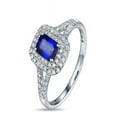thumbnail image 2 of Perfect 2 Carat Sapphire and Diamond Halo Engagement Ring in 14k White Gold affordable Sapphire and diamond engagement ring, 2 of 2