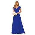thumbnail image 1 of Vestido de dama de honor TIRAS, talla grande, volantes, gasa azul real, 1 of 7