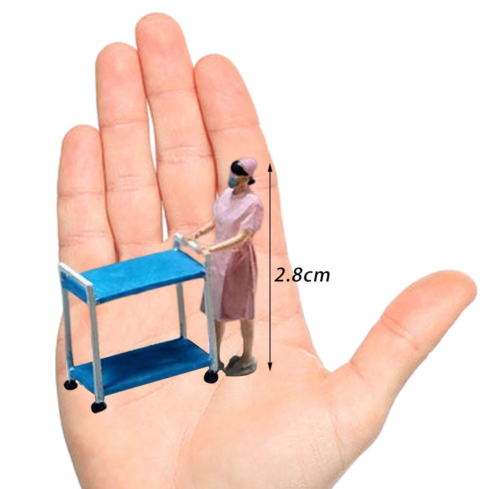 Rushawy 1/64 People Figure Dollhouse Accessories Sand Table Ornaments Model Train Scenes with Trolley