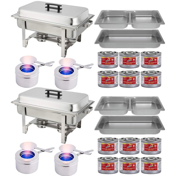 HeroFiber Chafing Dish Buffet Set with Fuel, Two Full Warmer kits