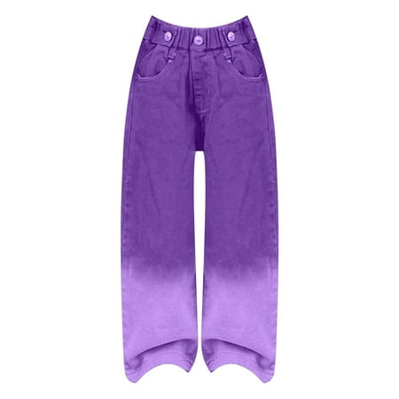 

EnJoCho Girls Jeans Candy Colors High Rise Elastic Waist Wide Leg Washed Denim Pants Horseback Pants Girls Toddler Leggings Girl Fashion Pants Knit Pants