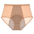 thumbnail image 2 of Tummy Control High Waist Period Panties for Women, Geometric Textured Menstrual Underwear with Extended Leak-Proof Gusset, Breathable Hygiene Briefs for Heavy Flow Beige L, 2 of 5