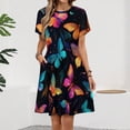 thumbnail image 2 of Butterfly Night Light Dress Summer Street Style Dresses Female Short Sleeve Printed Sundress, 2 of 7