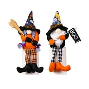 Adonis 2 Smooth Cotton Made Small Swedish Gnomes with Witch Broom & Hat For Home Interior Decoration