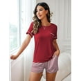 thumbnail image 4 of Ekouaer Womens 2-Piece Pajama Set Soft Short Sleeve Lounge Set with Pocket, 4 of 6