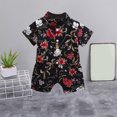 thumbnail image 2 of Utoimkio Toddler Baby Boy Summer Hawaiian Outfits Kids Short Sleeve Floral Print Button Down Shirt Tops & Shorts Suits 2Pcs Boys Summer Beach Clothes for 1-5 Years, 2 of 3
