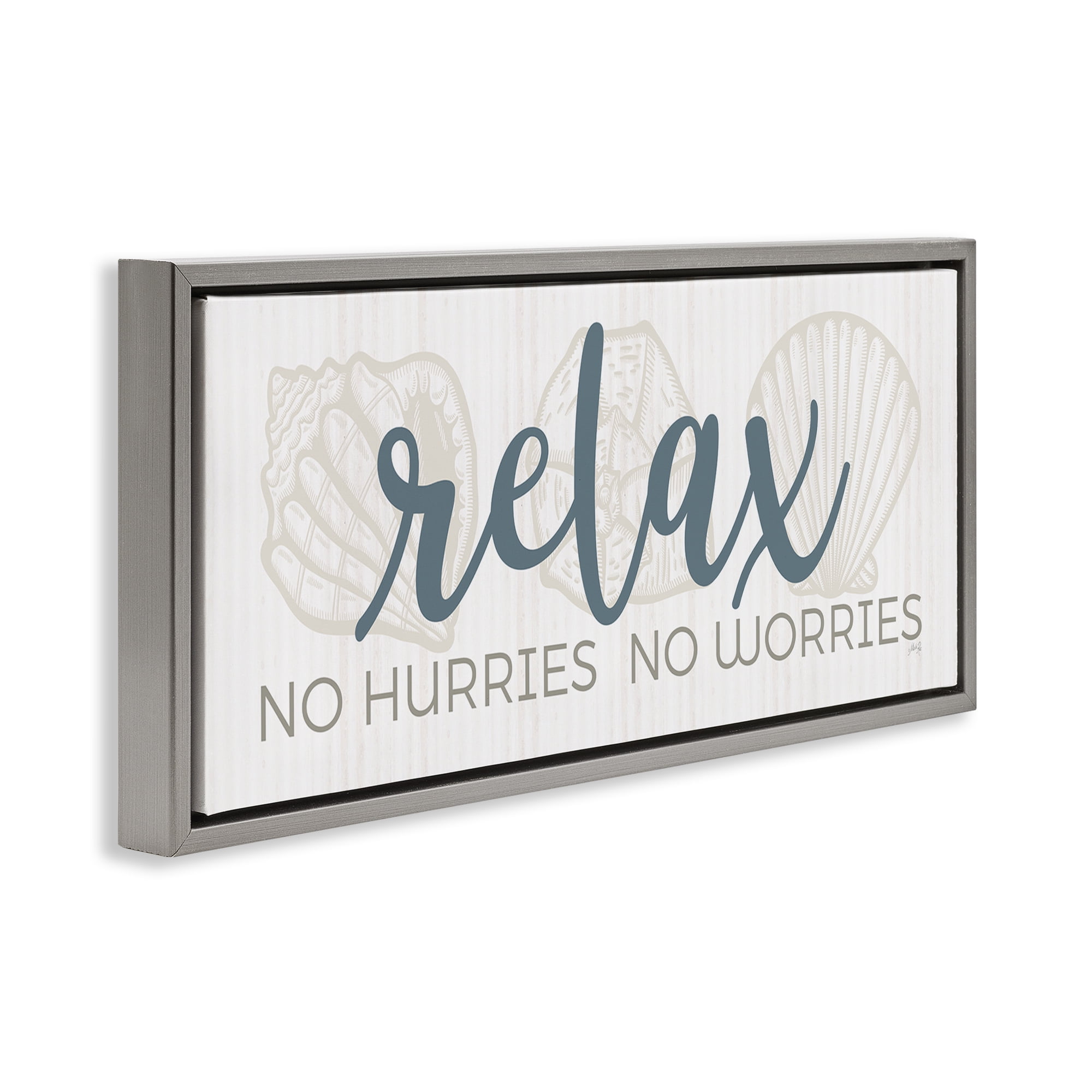 Stupell Industries No Hurries or Worries Text & Numbers Painting Gray Floater Framed Canvas Art Print Wall Art, 31 x 14
