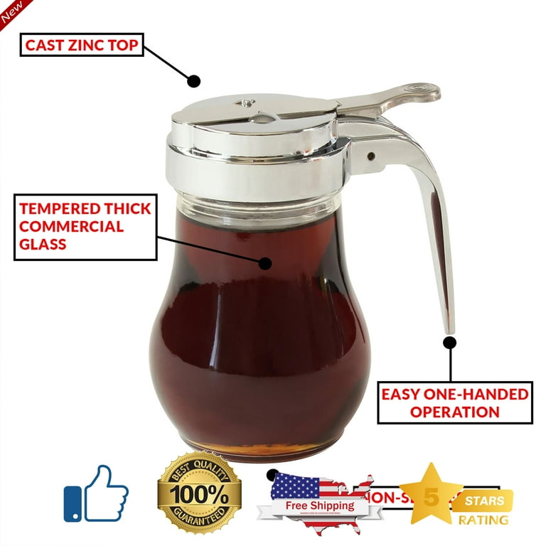 Radyan Coffee Syrup Dispenser - Oil Dispenser with Chrome Plated Metal Top  - Coffee Syrup Pump Dispenser for Home and Restaurant Use.