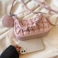 thumbnail image 3 of Monedero de axila para mujer, bolso con asa superior de cuero PU, bolso de media luna para mujer (rosa), 3 of 9