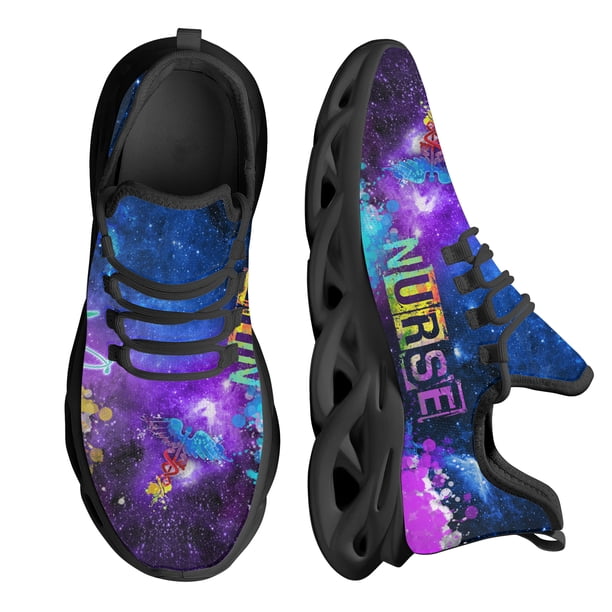 Zapatillas deportivas de malla con diseño Galaxy EMT, zapatos de plataforma ligeros para mujer, zapatos de enfermera, cómodos, con cordones y amortiguación