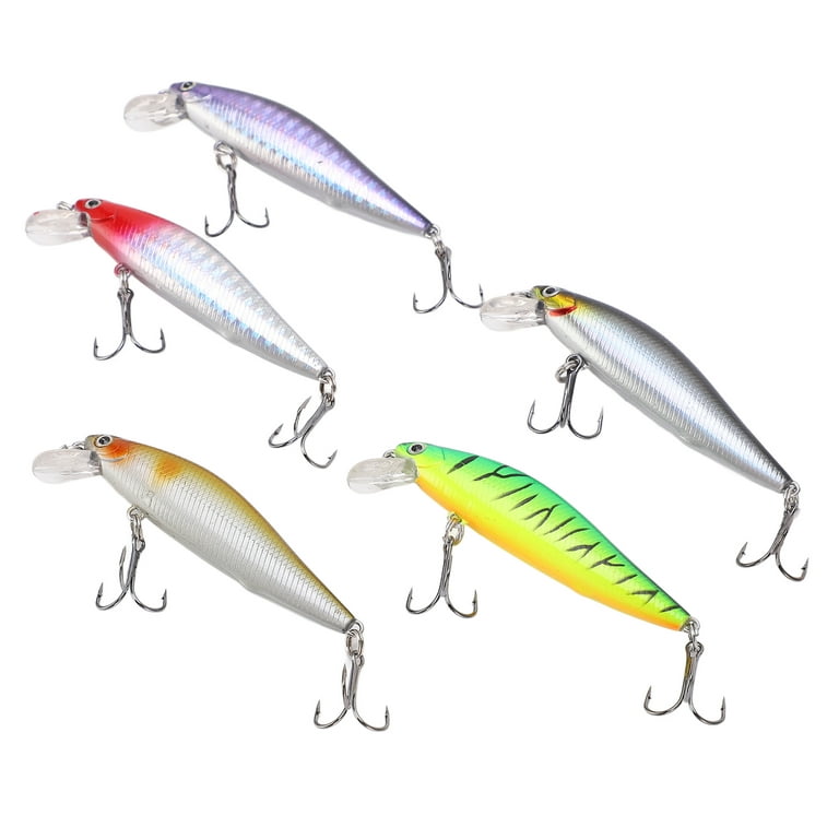5Pcs Fishing Bait Kit Minnow Floating Swim Lure with Build in Steel Beads  for Freshwater Saltwater 