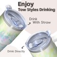 thumbnail image 4 of 20oz Insulated Geometric Textured Tumbler with Handle, Stainless Steel Double Wall Travel Coffee Mug, Leak Proof Lid Design, 4 of 5