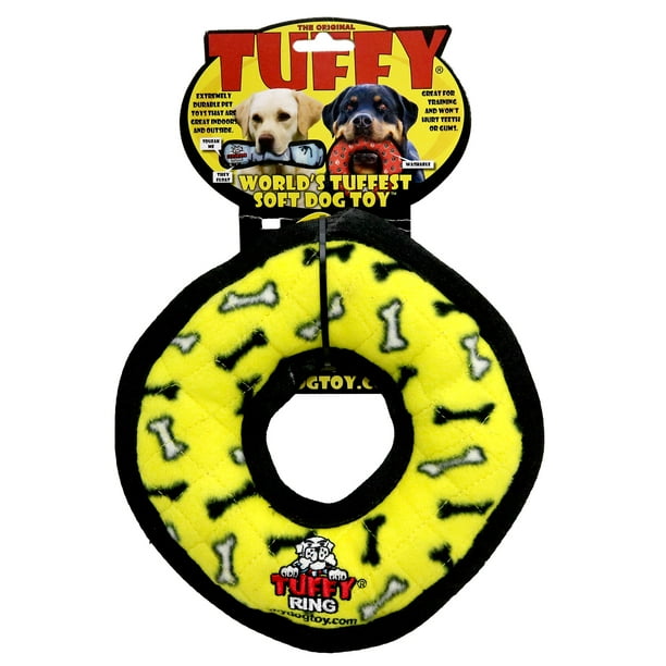 Tuffy's Medium Ring Durable Dog Toy with Squeakers, Yellow