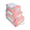 thumbnail image 4 of 3 cubos de compresión para maletas, bolsas organizadoras impermeables para maletas, organizador de equipaje para el almacenamiento diario. Rosa con malla, 4 of 8
