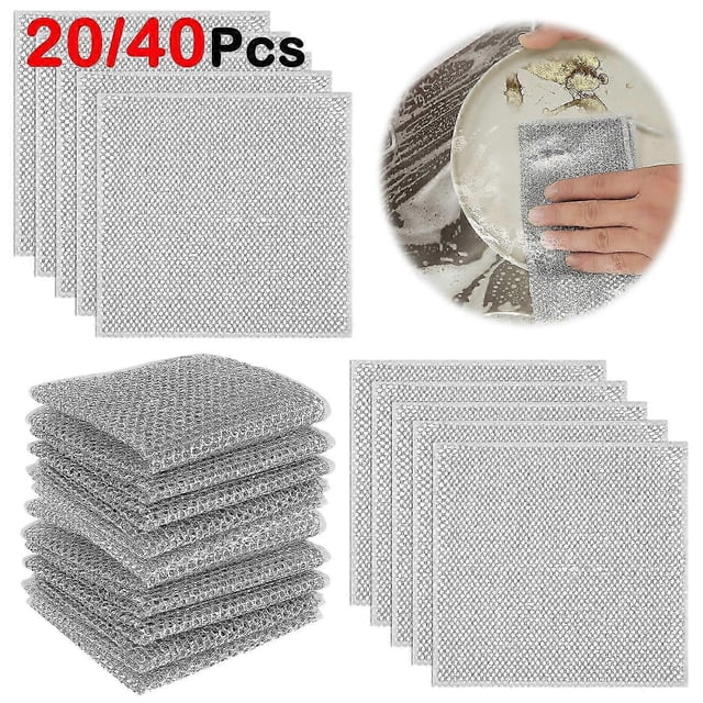 20/40 piezas de paños de cocina de alambre de acero reutilizables, multiusos, antiarañazos, para eliminar el óxido, trapos de cocina de alambre para limpieza del hogar.