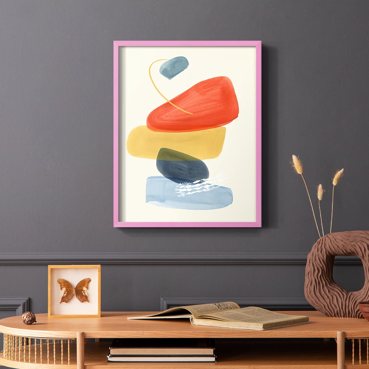 Bright Color Bundle II Framed Print in Pink Solid Wood Framed Print No Nail Hanging