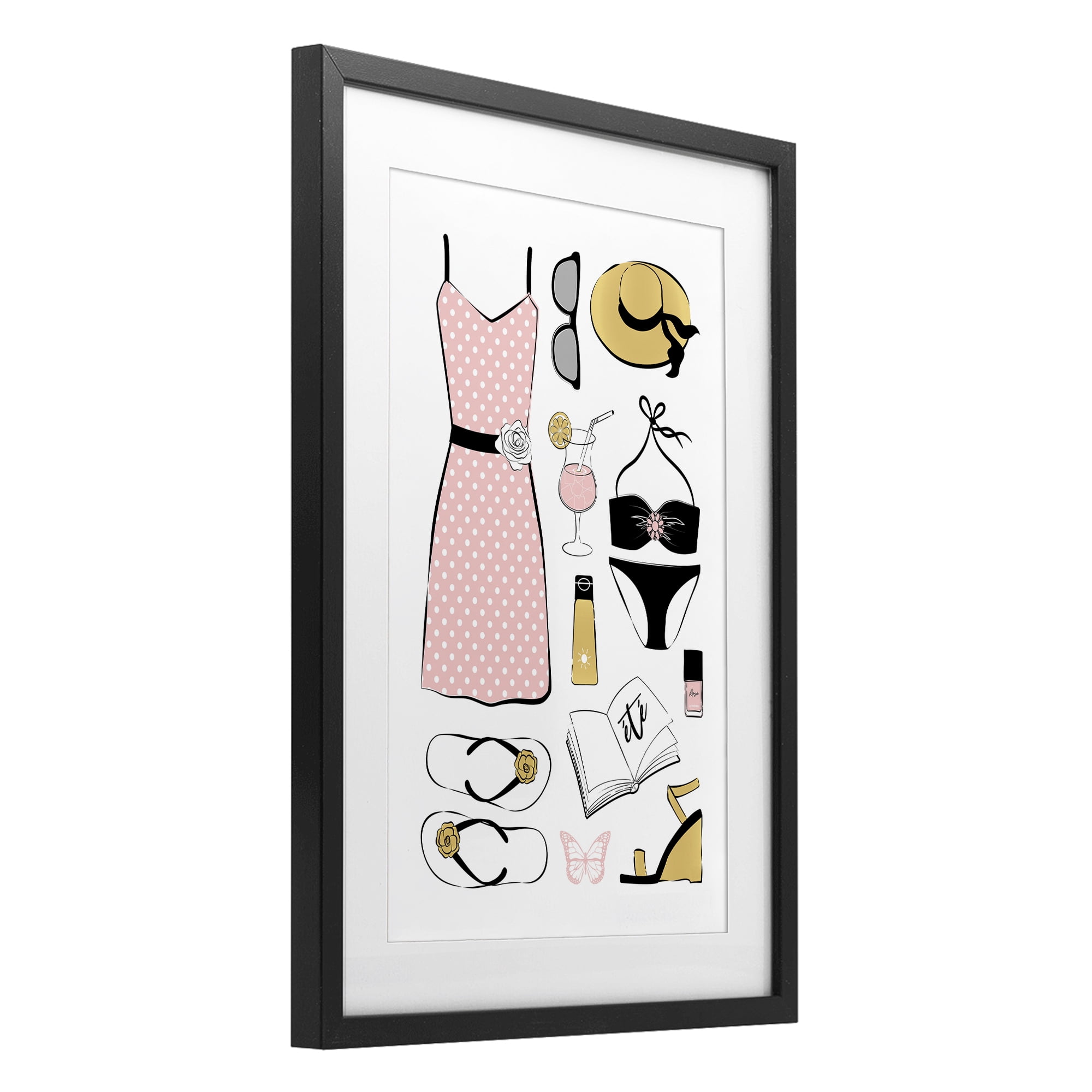 Stupell Industries Summer Vibes Necessities Black Framed Print Under Glass, design by Martina Pavlova