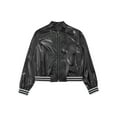 thumbnail image 3 of YONGHS Kids Girls Metallic Flight Jacket Long Sleeve Zippered Coat Outerwear Black 8, 3 of 7