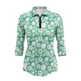 thumbnail image 2 of Uorisanigo Flower Golf Ball Womens Moisture Wicking Casual Tennis Activewear Comfortable Breathable Athletic Polo Workout Tops 3/4 Sleeve Fashion Outing Wear for Women Size S, 2 of 7