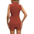 thumbnail image 3 of Aellinatey Women Dressy Outfits Wrap V Neck Blazer Vest Shorts Two Piece Sets Business Casual Outfits, 3 of 10