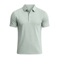 thumbnail image 5 of hoksml Men's Seam Detail Short Sleeve Collared Shirt 3 Button Breathable Solid Golf Top for Business Daily Vacation Casual Wear, 5 of 8