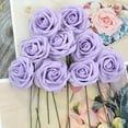 thumbnail image 5 of Scheam 25 Pieces Artificial Foam Rose Flowers Vintage Fake Roses DIY Bouquets Boutonnieres with Leaves and Stems for Wedding Bridal Shower Banquet Party Centerpieces Decor (Purple), 5 of 7