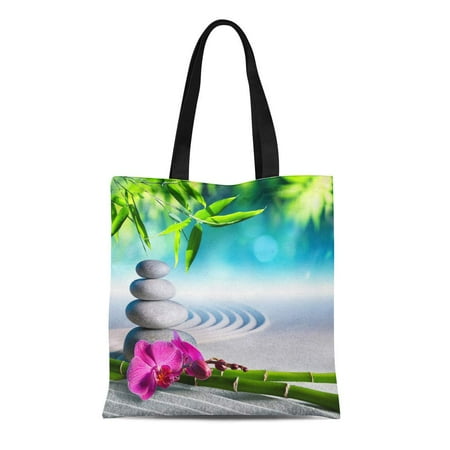 Zen Garden Box KDAGR Canvas Bag Resuable Tote Grocery Shopping Bags Purple Sand Orchid and Massage Stones in Zen Garden Green Tote Bag ()