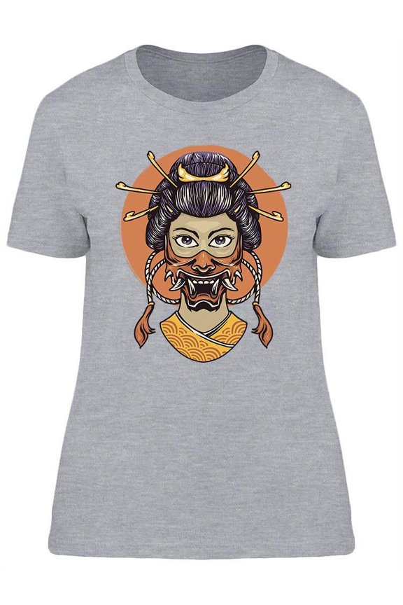 Geisha With Oni Mask T-Shirt Women -Image by Shutterstock, Female x-Large