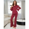 thumbnail image 6 of ebukurty Red Pajamas Sets for Women 2 Piece V-neck Flared Long Sleeve and Pans Sleepwear Sets, Sizes M-XL, 6 of 6