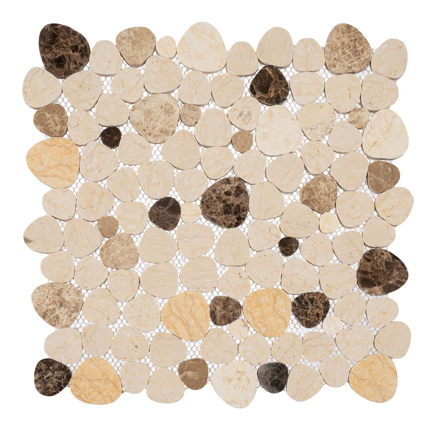 Oasis Gobi Brown Pebble Stone Look Natural Stone Mosaic Wall and Floor Tile