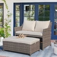thumbnail image 6 of JOIVI 2-Piece Outdoor Patio Furniture Wicker Love-seat and Coffee Table Set, with Built-in Storage Bin, Grey Rattan, Beige Cushions, 6 of 8