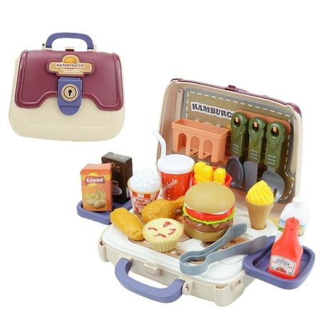 Esaierr Kids Toys Kids Satchel Toys Family Toys Boys Girls Burger Toys  Kids Play House Toys Handbag Tool Set 28PCS