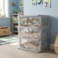 thumbnail image 3 of Starplast 3-Drawer Organization Tower Wide Storage Cart, Silver Plastic, 3 of 9
