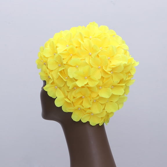 WRISTBIQUE Nylon Swim Cap for Women, Yellow Bathing Cap for Swimming, 1 Set and Comfortable