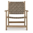 thumbnail image 2 of Benjara Woven Accent Chair, Taupe Faux Leather Strips, Basket Weave Pattern, Brown, 2 of 5