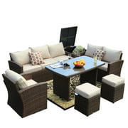 Direct Wicker  7 Piece Patio Furniture Rattan Sofa Set with Cushions