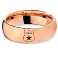 thumbnail image 2 of Tungsten Police Cop Authority Crest Badge Band Ring 7mm Men Women Comfort Fit 18k Rose Gold Dome Polished, 2 of 4