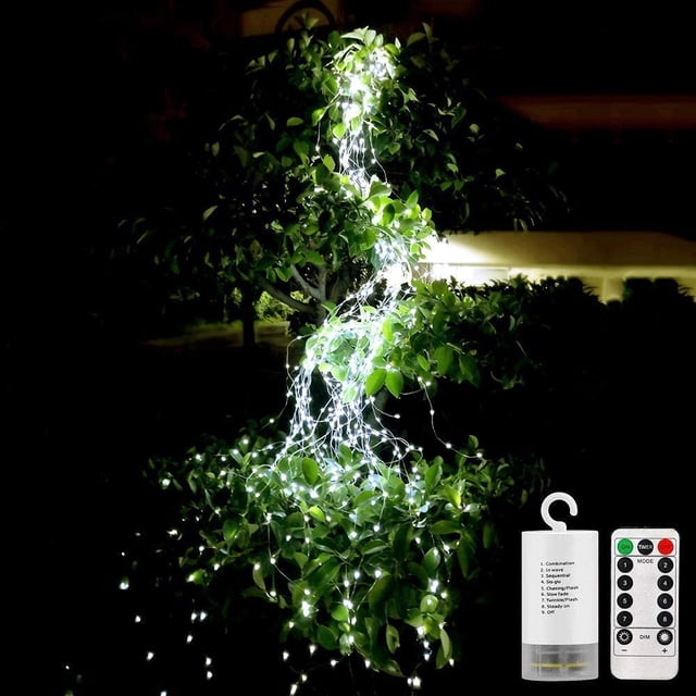 Paquete de Guirnaldas de Luces LED con Control Remoto, 200 Micro LED de 2 m de Alambre Plateado, Micro Guirnaldas de Luces con Pilas, 8 Modos de Luz, Modo Temporizador, Cable de Luz Decoración de Luz