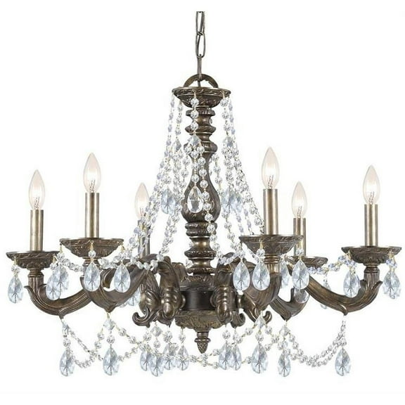 Six Light Chandelier in Traditional and Contemporary Style 28 inches Wide By 22 inches High-Clear Crystal Color-Hand Cut Crystal Type-Venetian Bronze