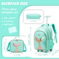thumbnail image 2 of Mermaid Kids Rolling Backpack with Wheels for School Girls Bookbag with Lunch Box Pencil Case Luggage Ages 6-8 Green, 2 of 7